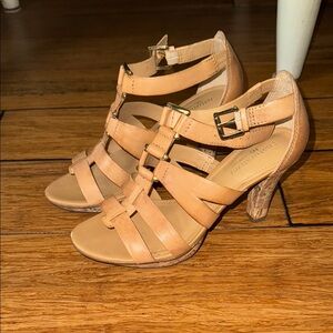Tan High Heel Strappy Sandals